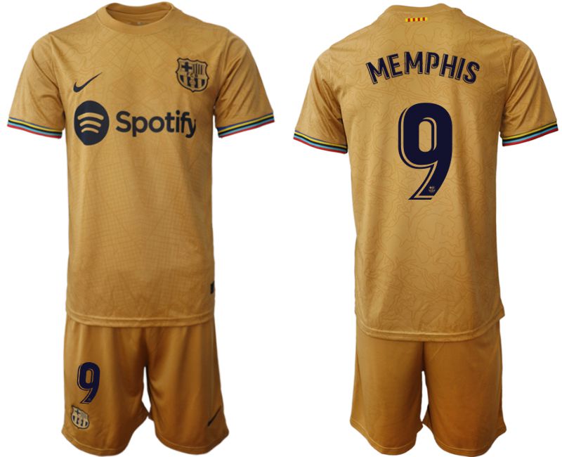 Men 2022-2023 Club Barcelona away yellow #9 Soccer Jersey->barcelona jersey->Soccer Club Jersey
